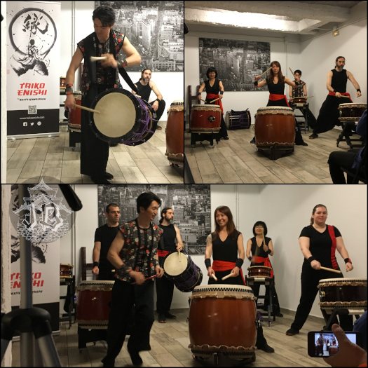 Taiko group playing and having a lot of fun
