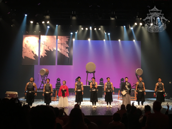 Hayato Drum Masters ensemble greeting at the stage