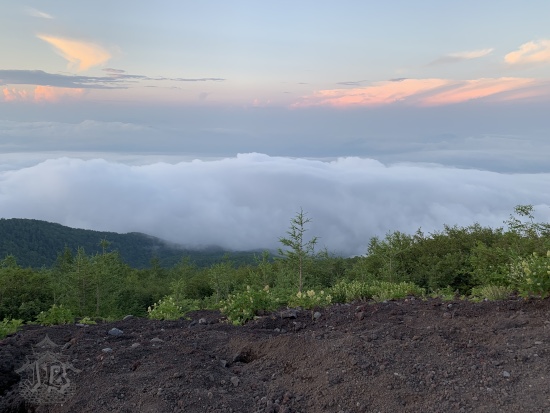 The sea of clouds at the foot of Mount Fuji