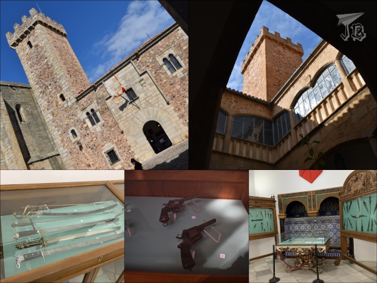 A building with a tower. The inside is a museum, and there are some swords, firearms and Moorish decoration