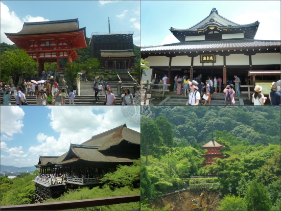 The main entrance to the temple, and a view of the main building from the side, where you can see that it hangs from the mountain.