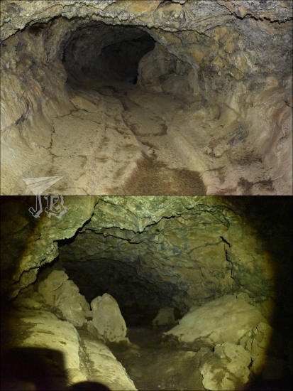 Inside the lava tube. It looks alien, like the rock is going to start dripping any second
