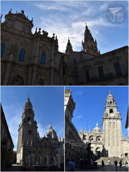 A collage of views of the cathedral of Santiago.