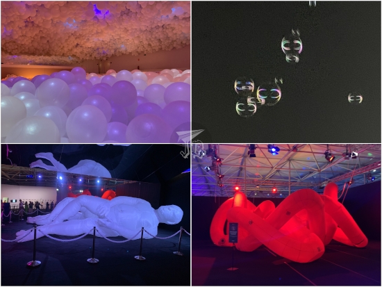 Balloon Museum exhibits: Hypercosmo, A quiet storm, Silenis, Knot