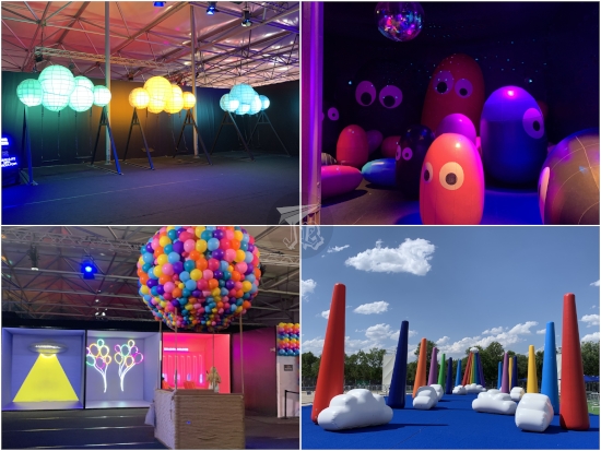 Ballon Museum exhibits. The swings, the Ginjos, Parcobaleno