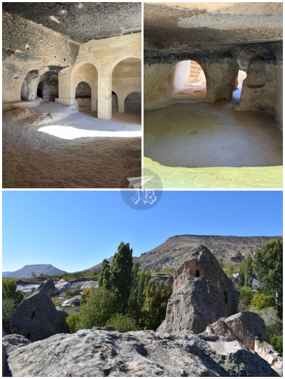 Keslik Monastery - chambers inside the rock and panoramic