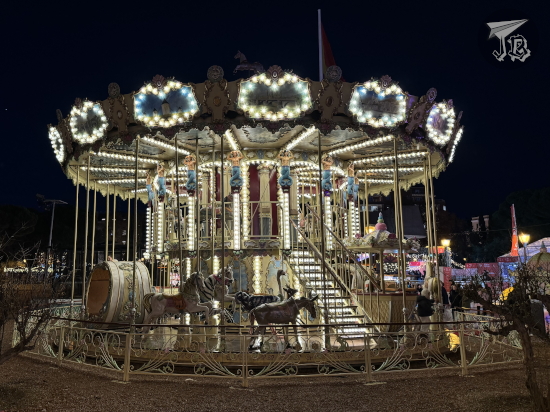 Classic Merry-go-round in a winter night
