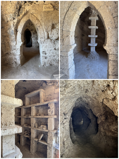 Cívica, a venue built into a vertical wall, with balaustrades and balconies: walking into the halls and tunnels