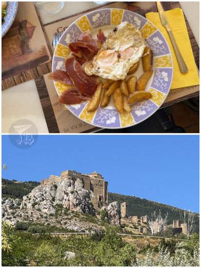 Camping de Loarre: eggs with ham and a view of the castle