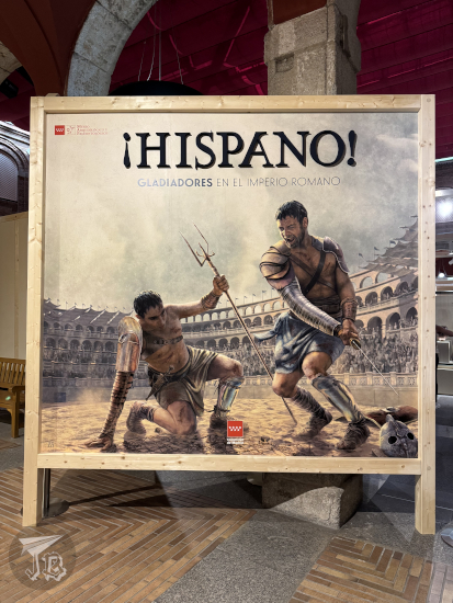 Gladiator exhibition poster, showing two Roman fighters in the Colosseum