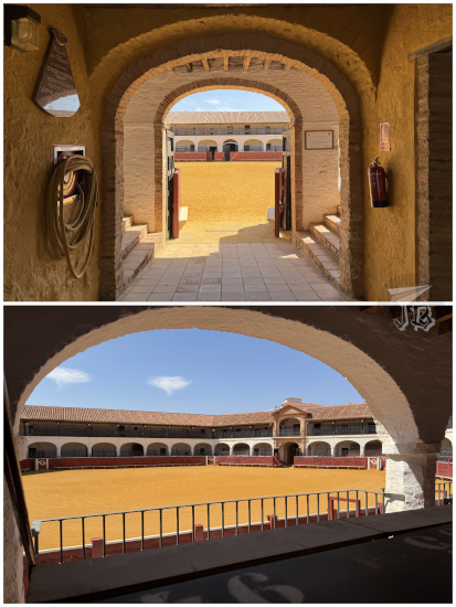 Bullfighting ring in Almadén. The sand pit is hexagonal, which is its main characteristic.