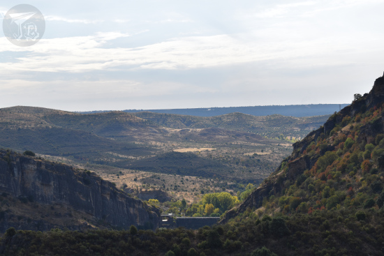 The Lozoya valleu from above, including the dam.