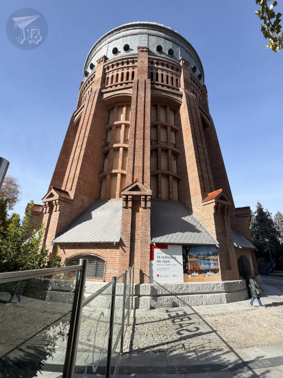 Water deposit turned into exhibition venue - high brick tower with a spherical top.