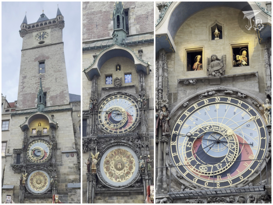 Prague Astronomical Clock, a complex structure with two spheres.