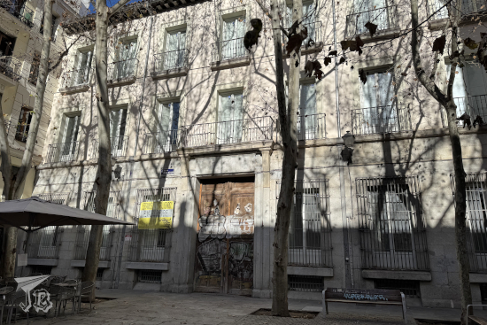 Façacde of a manor with many windows and balconies
