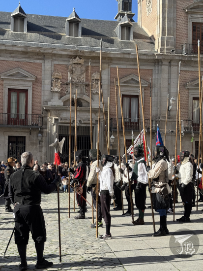 Re-enactment of pikers formed at attention
