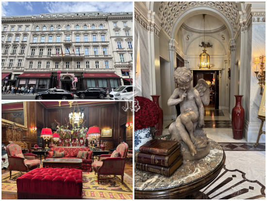 Sacher hotel façade and interior