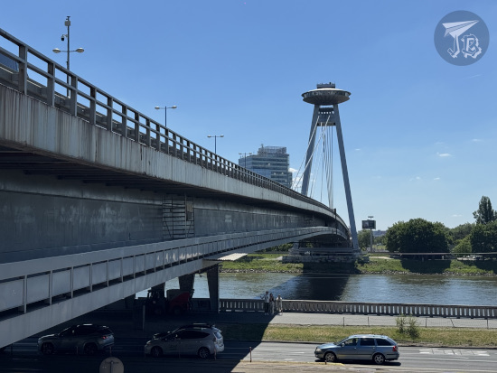 Modern bridge with a flying saucer shaped tower