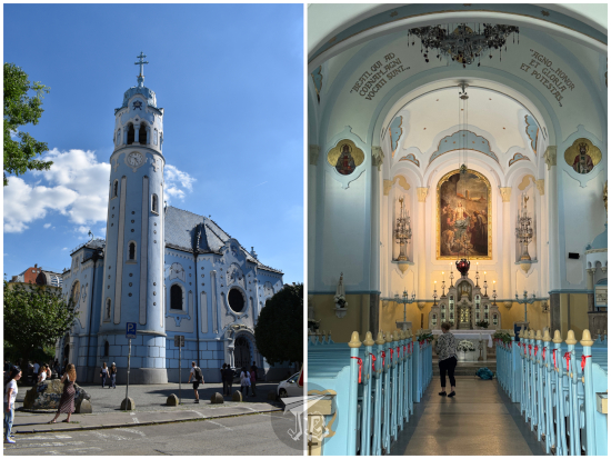 Church painted in light blue
