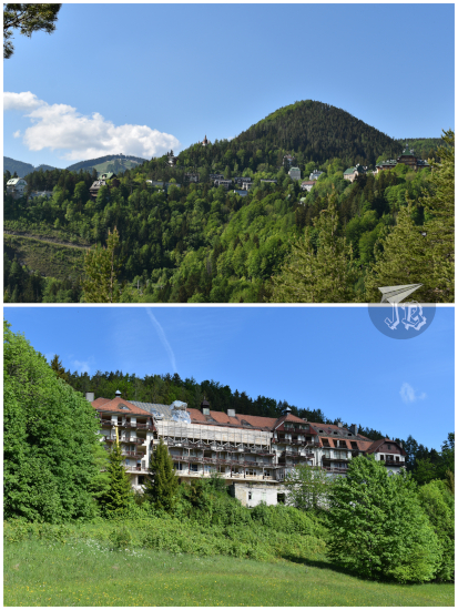 Mountain landscape sprinkled with buildings