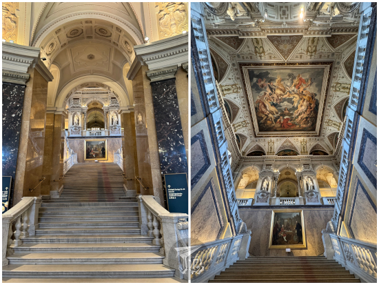 Baroque staircase with a decorated ceiling