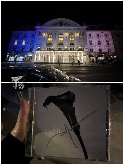 Vienna concert house façade and a CD autographed by the artist